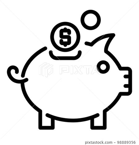 Piggy bank bonus icon. Outline piggy bank bonus vector icon for web design isolated on white background Piggy bank bonus icon. Outline piggy bank bonus vector icon for web design isolated on white background 98889356