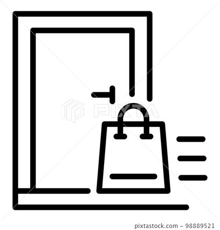 Home delivery door bag icon. Outline home delivery door bag vector icon for web design isolated on white background 98889521