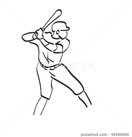 line art baseball player illustration vector hand drawn isolated on white background 98890800