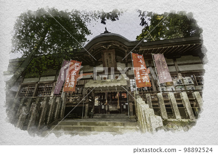 三重縣伊賀市水彩畫風格的元國神社參拜堂 98892524