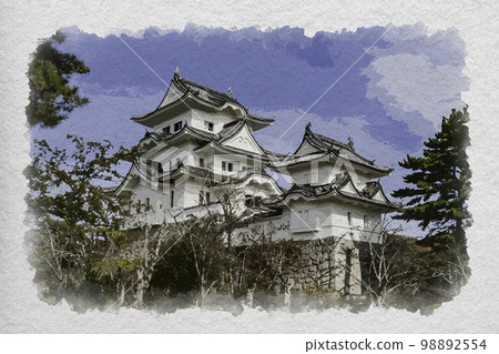 Watercolor style Iga Ueno Castle castle tower Iga City, Mie Prefecture 98892554