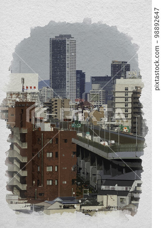 Watercolor style Osaka Bay Area Hanshin Expressway No. 16 Osaka Port Line Minato Ward, Osaka City, Osaka Prefecture Watercolor style Osaka Bay Area Hanshin Expressway No. 16 Osaka Port Line Minato Ward, Osaka City, Osaka Prefecture 98892647