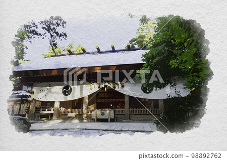 三重縣鈴鹿市水彩畫椿神社禮拜堂 三重縣鈴鹿市水彩畫椿神社禮拜堂 98892762