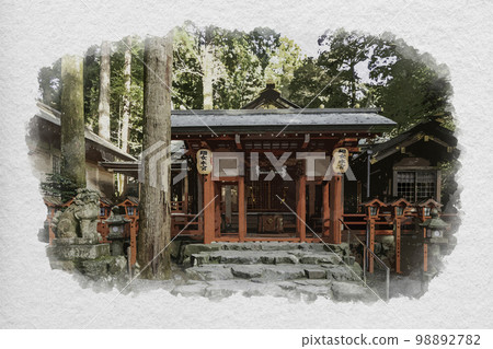 Watercolor-style Tsubaki Grand Shrine, Tsubakishi Shrine, Suzuka City, Mie Prefecture 98892782