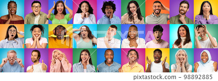 Creative Collage With Multiethnic Men And Women Expressing Different Emotions 98892885