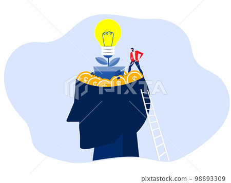 A businessman cultivate tree money with  word learn and earn growth mindset concept  vector illustrator 98893309