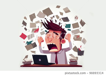 Businessman and office worker overwork and negative emotions Created with Generative AI technology. 98893314