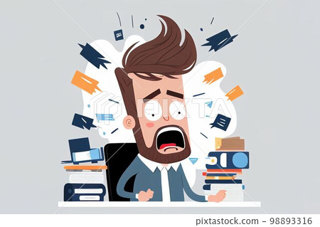 Businessman and office worker overwork and negative emotions Created with Generative AI technology. 98893316