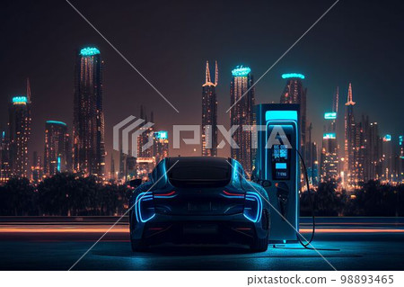 EV charging station for electric car in concept green energy Created with Generative AI technology. EV charging station for electric car in concept green energy Created with Generative AI technology. 98893465