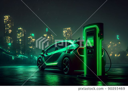 EV charging station for electric car in concept green energy Created with Generative AI technology. EV charging station for electric car in concept green energy Created with Generative AI technology. 98893469
