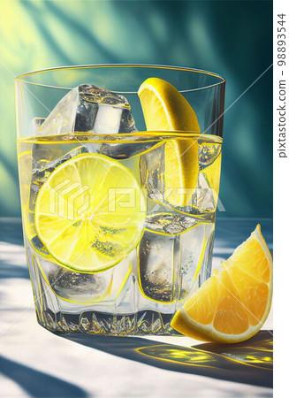 Glass of cold freshly lemonade juice and ice cube for healthy Created with Generative AI technology. Glass of cold freshly lemonade juice and ice cube for healthy Created with Generative AI technology. 98893544