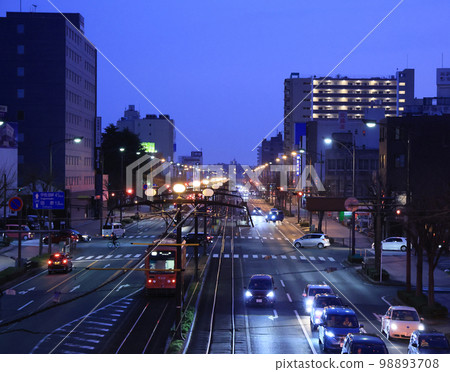 Toyohashi Railway Tram Sunset view near Satsuki 98893708