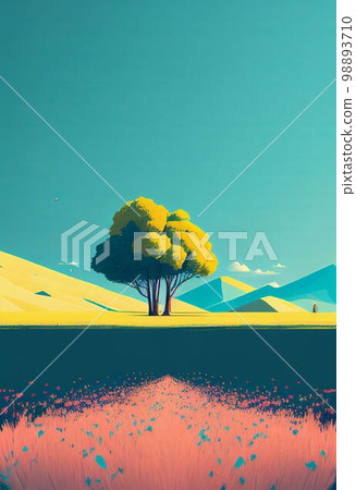Superb minimalism tree on landscape winter in pastel color Created with Generative AI technology. 98893710