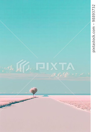 Superb minimalism tree on landscape winter in pastel color Created with Generative AI technology. 98893732