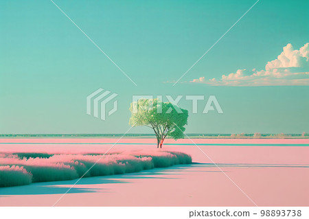 Superb minimalism tree on landscape winter in pastel color Created with Generative AI technology. 98893738