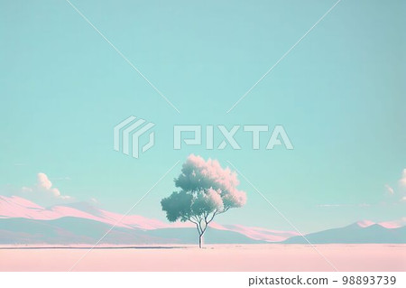 Superb minimalism tree on landscape winter in pastel color Created with Generative AI technology. 98893739