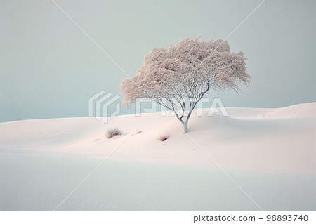 Superb minimalism tree on landscape winter in pastel color Created with Generative AI technology. 98893740