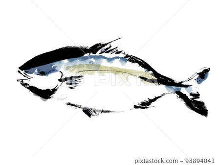 Hand drawn Japanese style illustration of yellowtail 98894041