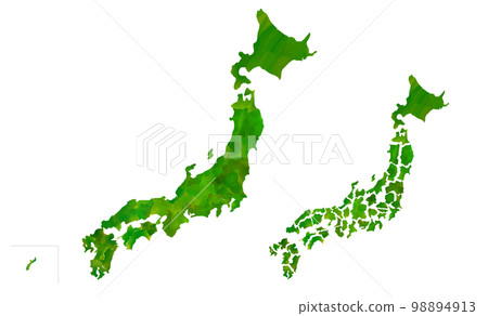 帶有柔和氣氛的日本地圖的矢量插圖 帶有柔和氣氛的日本地圖的矢量插圖 98894913