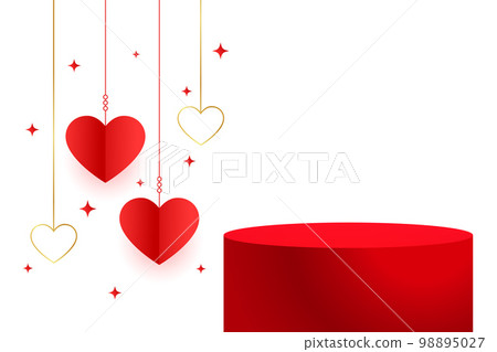 3d podium platform with hanging hearts for valentine's day event 3d podium platform with hanging hearts for valentine's day event 98895027
