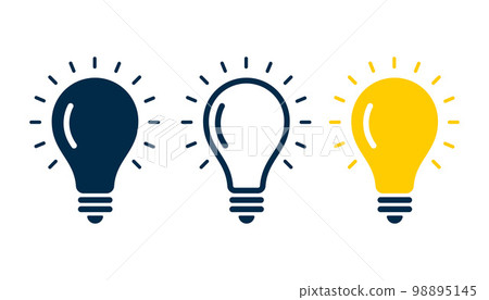 set of three light bulb represent effective business idea concept 98895145