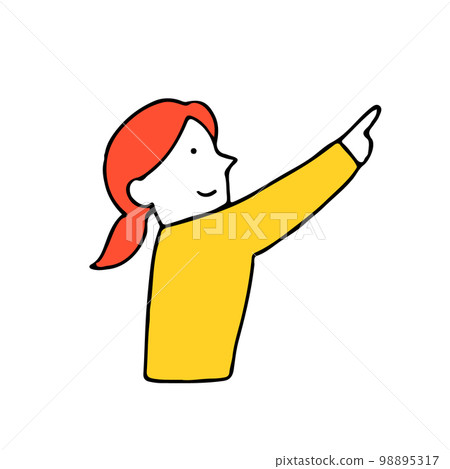 An illustration of a person pointing and guiding This hand sign 98895317