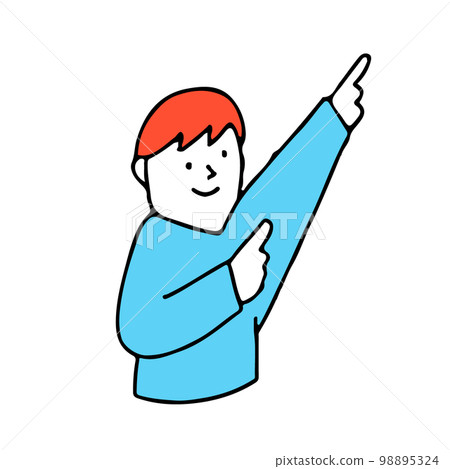 An illustration of a person pointing and guiding This hand sign An illustration of a person pointing and guiding This hand sign 98895324