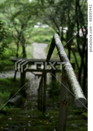 Railing of shrine after rain Railing of shrine after rain 98895441