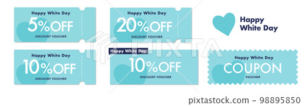 可用於清爽淡藍色白色日銷售的優惠券矢量設計集 98895850