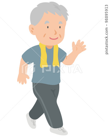 Elderly man walking energetically 98895913