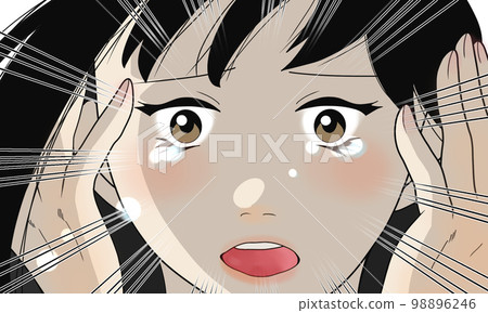 Illustration of a woman who opens her eyes (2) Illustration of a woman who opens her eyes (2) 98896246