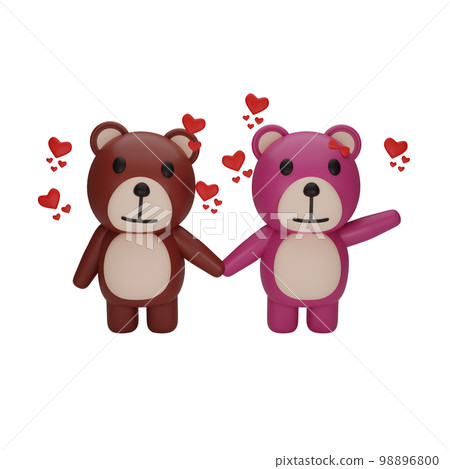 3d rendering of teddy bear valentine's day concept 98896800