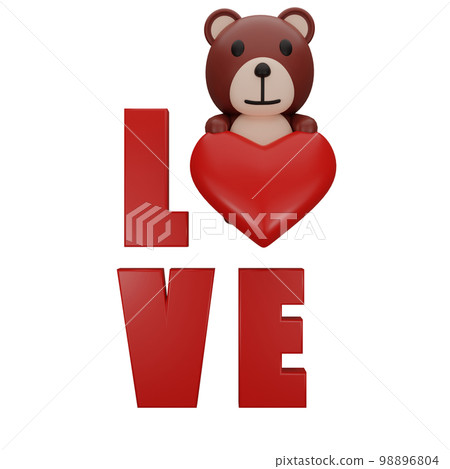 3d rendering of teddy bear valentine's day concept 3d rendering of teddy bear valentine's day concept 98896804