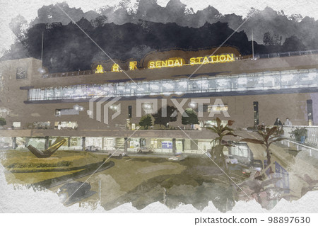 Watercolor-style Sendai Station West Exit, Sendai City, Miyagi Prefecture Watercolor-style Sendai Station West Exit, Sendai City, Miyagi Prefecture 98897630
