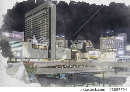 宮城縣仙台市水彩畫仙台站西口 98897704