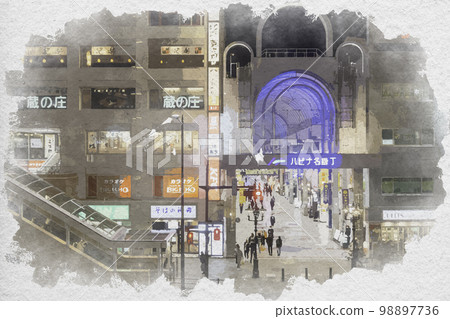 宮城縣仙台市Hapina Nakakecho商店街水彩畫仙台站西口 宮城縣仙台市Hapina Nakakecho商店街水彩畫仙台站西口 98897736