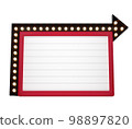 3d retro red and black signboard with glowing yellow light bulb . Concept of billboard design for cinema, casino, marquee or nightclub . 3d high quality render 98897820