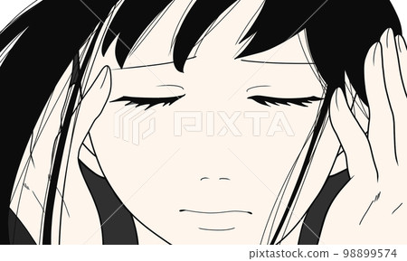 Illustration of a girl who frowns and closes her eyes (5) 98899574