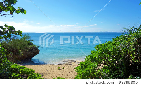 沖繩uruma市沖繩縣tsuken島海海灘的風景 沖繩uruma市沖繩縣tsuken島海海灘的風景 98899809