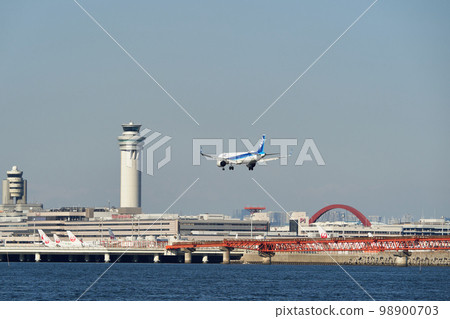 Aircraft landing at the airport 98900703