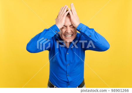 Desperate mature man gesturing that he make a mistake Desperate mature man gesturing that he make a mistake 98901266