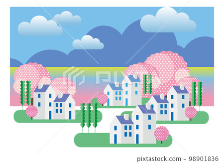 Beautiful spring cityscape and scenery of life with cherry blossoms Beautiful spring cityscape and scenery of life with cherry blossoms 98901836