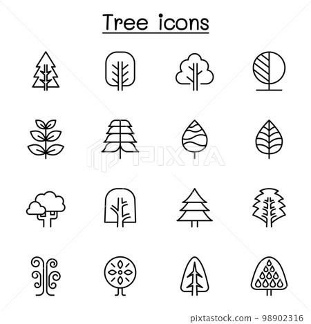 Tree icon set in thin line style Tree icon set in thin line style 98902316