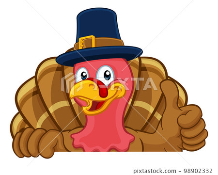 Turkey Pilgrim Hat Thanksgiving Cartoon Character Turkey Pilgrim Hat Thanksgiving Cartoon Character 98902332