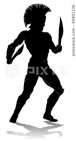 Spartan Silhouette Gladiator Trojan Greek Warrior 98902336