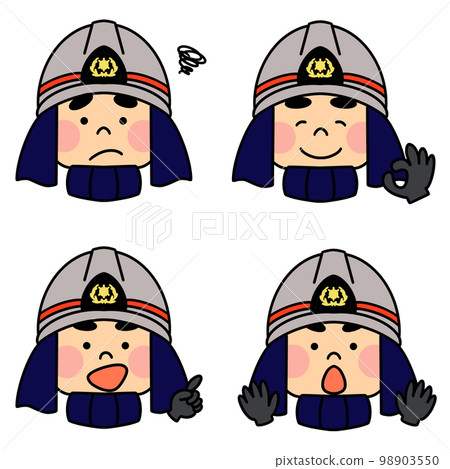 身穿藏青色消防服的消防員 只是臉上表情不一樣 身穿藏青色消防服的消防員 只是臉上表情不一樣 98903550