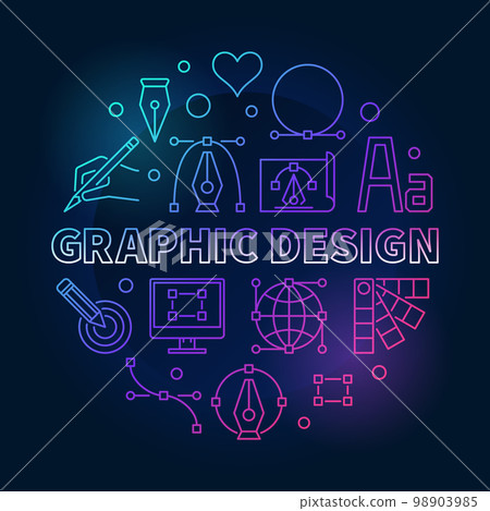 Graphic design colored round vector line... - Stock Illustration ...