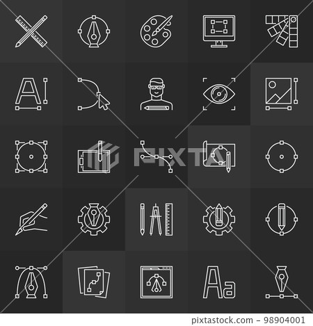 Design and graphics linear icons vector collection 98904001
