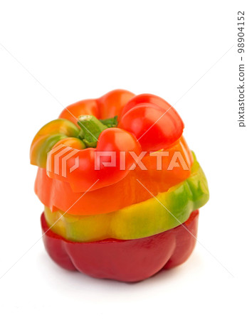 sweet pepper, red, green, yellow pepper isolated on white background, clipping path, full depth of field sweet pepper, red, green, yellow pepper isolated on white background, clipping path, full depth of field 98904152