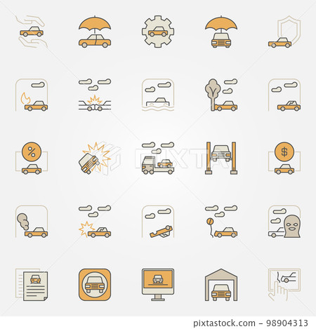Car insurance colorful icons 98904313